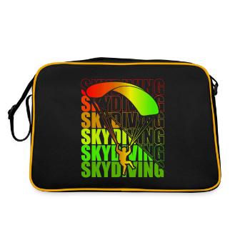 Skydive Freefly Fallschirmspringer Shirt Skydiving - Retro Tasche - Schwarz/Gold - Hinten