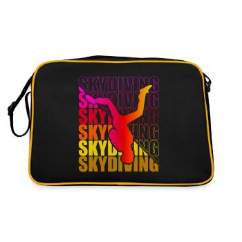 Skydive Freefly Fallschirmspringer Shirt Skydiving - Retro Tasche - Schwarz/Gold - Hinten