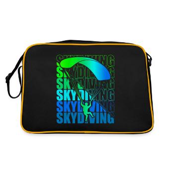 Skydive Freefly Fallschirmspringer Shirt Skydiving - Retro Tasche - Schwarz/Gold - Hinten