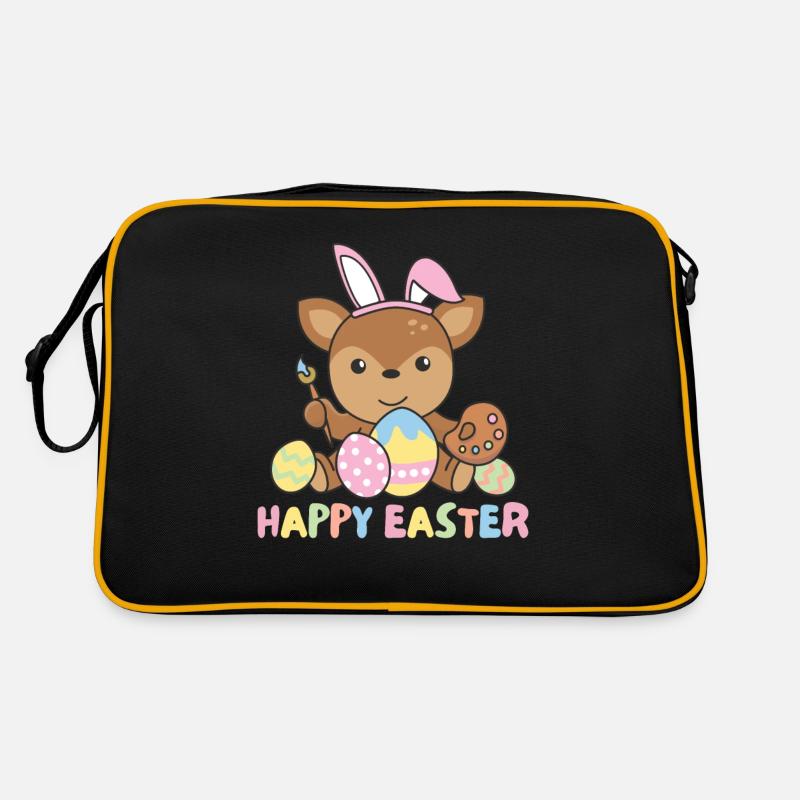 joyeuses Pâques doux cerf de Pâques avec œufs de Pâques Sac Retro