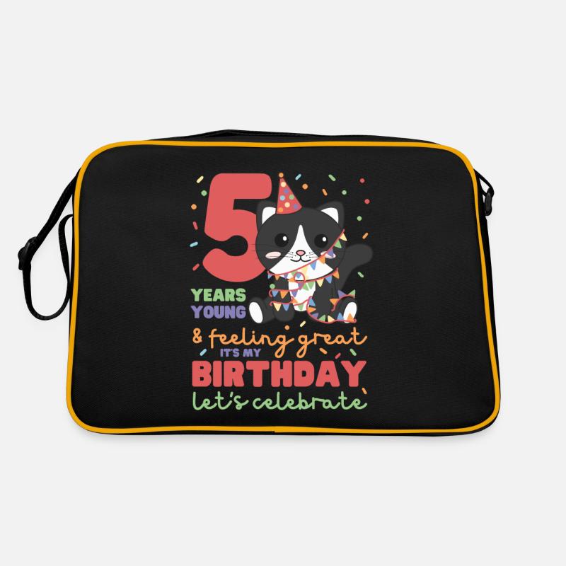 Cat for 5th birthday children five years old Retro Bag
