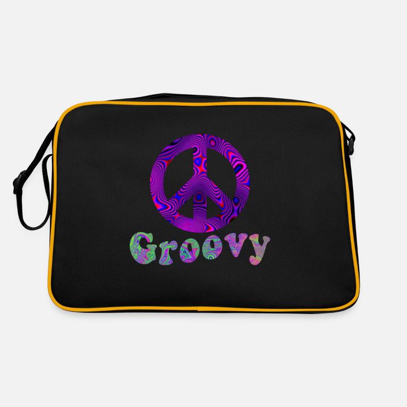 Hippie Gift Acidhead Flowerpower Hippi Hippy - Retro Bag - black/gold