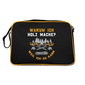 Holz Geschenke Chainsaw Kettensäge Waldarbeiter - Retro Tasche - Schwarz/Gold - Hinten