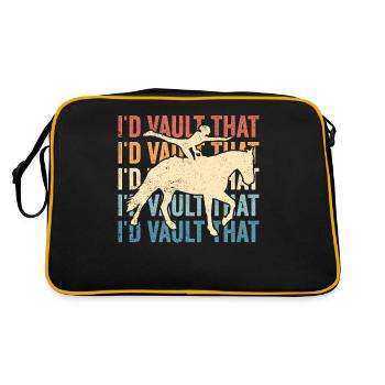 Lustiges Reitpferd Voltigieren Retro - Retro Tasche - Schwarz/Gold - Hinten