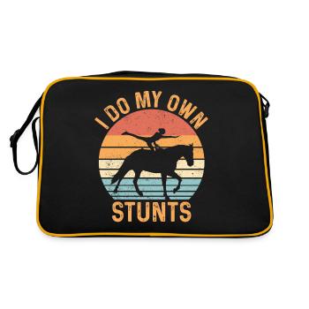 Lustiges Reitpferd Voltigieren Retro - Retro Tasche - Schwarz/Gold - Hinten