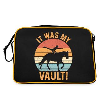 Lustiges Reitpferd Voltigieren Retro - Retro Tasche - Schwarz/Gold - Hinten
