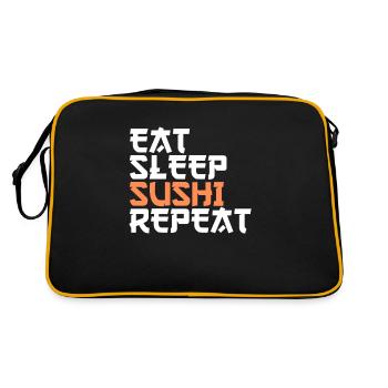 Essen Schlafen Sushi - Retro Tasche - Schwarz/Gold - Hinten
