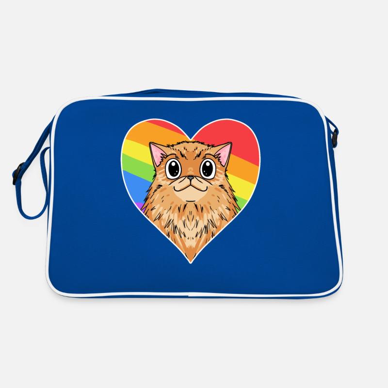 Regenbogen - Katze mit Herz Retro Tasche