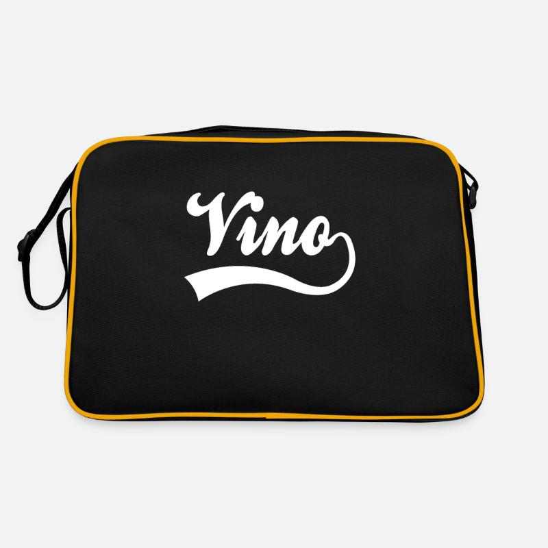 Wein Vino Schriftzug Retro Tasche