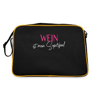 cooler Wein Spruch - Retro Tasche - Schwarz/Gold - Hinten