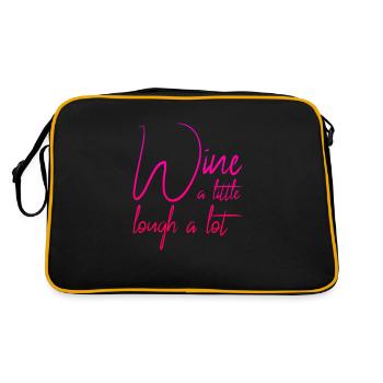 lustiger Wein Spruch - Retro Tasche - Schwarz/Gold - Hinten