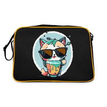 cool cat with sunglasses - Retro Bag - black/gold - Back