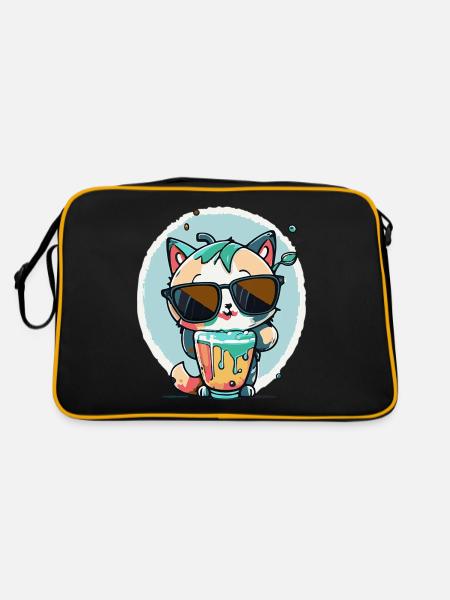 Chat cool avec des lunettes de soleil - Sac Retro - noir/or - Dos