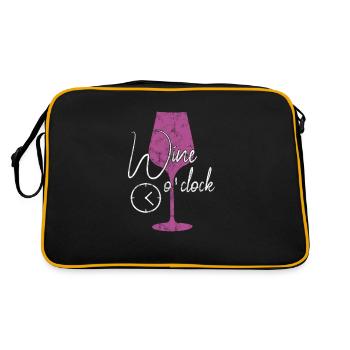 Wein Uhrzeit lustiger Spruch - Retro Tasche - Schwarz/Gold - Hinten