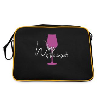 Wein Antwort Spruch - Retro Tasche - Schwarz/Gold - Hinten