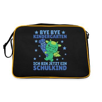 bye bye Kindergarten ich bin jetzt ein Schulkind - Retro Tasche - Schwarz/Gold - Hinten