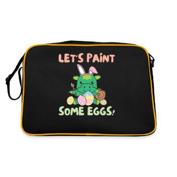 cute dragons at Easter with Easter eggs dragon - Retro Bag - black/gold - Back