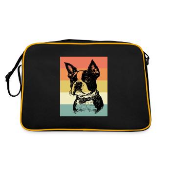 Boston Terrier - Retro Tasche - Schwarz/Gold - Hinten