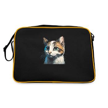 Cat cute cat drawing - Retro Bag - black/gold - Back