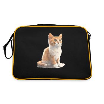 Cat cute cat drawing - Retro Bag - black/gold - Back