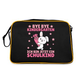 bye bye Kindergarten ich bin jetzt ein Schulkind - Retro Tasche - Schwarz/Gold - Hinten