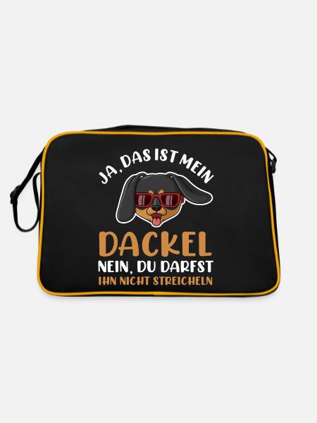 Hund Dackel - Retro Tasche - Schwarz/Gold - Hinten