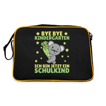 bye bye Kindergarten ich bin jetzt ein Schulkind - Retro Tasche - Schwarz/Gold - Hinten