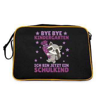 bye bye Kindergarten ich bin jetzt ein Schulkind - Retro Tasche - Schwarz/Gold - Hinten