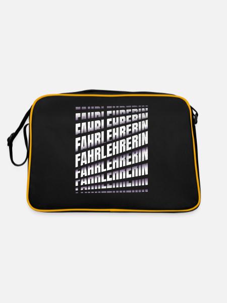 Fahrschule Spruch Fahrlehrerin - Retro Tasche - Schwarz/Gold - Hinten