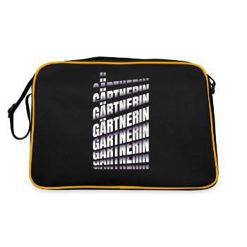 Landschaftsgärtner Spruch Gärtnerin - Retro Tasche - Schwarz/Gold - Hinten