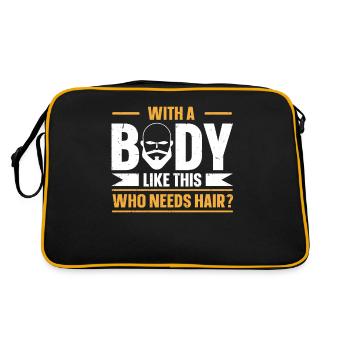 Being Bald Bald Guy With A Beard Bald Dad - Retro Tasche - Schwarz/Gold - Hinten