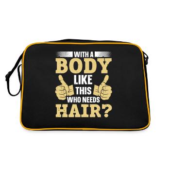 Being Bald Bald Guy With A Beard Bald Dad - Retro Tasche - Schwarz/Gold - Hinten