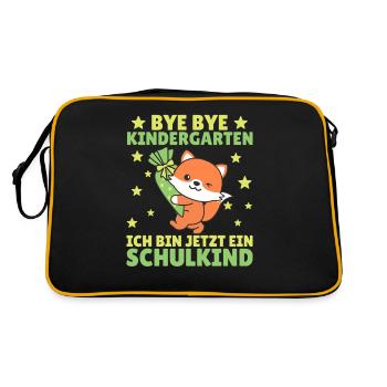 bye bye Kindergarten ich bin jetzt ein Schulkind - Retro Tasche - Schwarz/Gold - Hinten