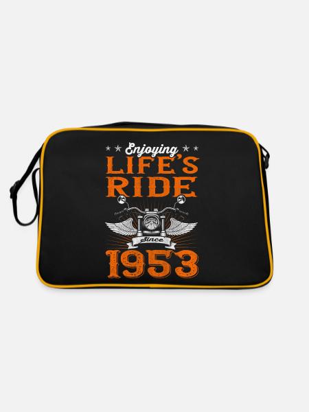 Enjoying Life's Ride Since 1953 Motorcycle 70th - Retro Tasche - Schwarz/Gold - Hinten