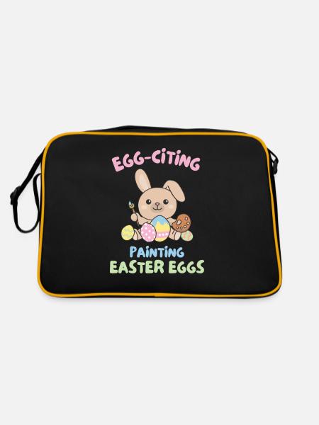 lapins mignons pour Pâques avec lapin aux œufs de Pâques - Sac Retro - noir/or - Dos