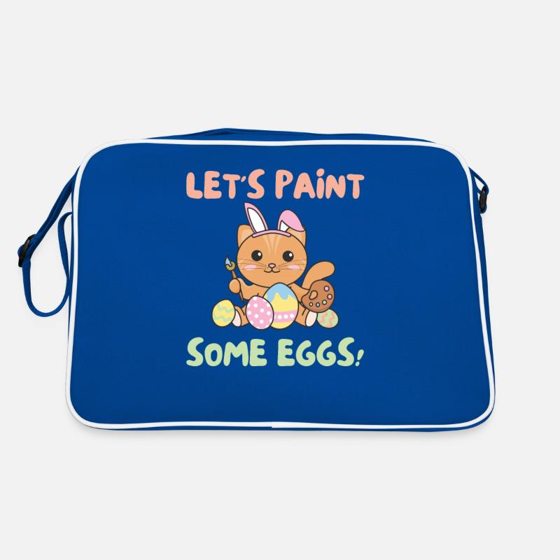 süße Katzen zu Ostern mit Ostereiern Katze Retro Tasche