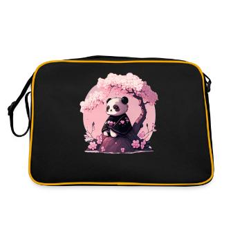 Panda cute animals for kids Kawaii pandas bears - Retro Bag - black/gold - Back
