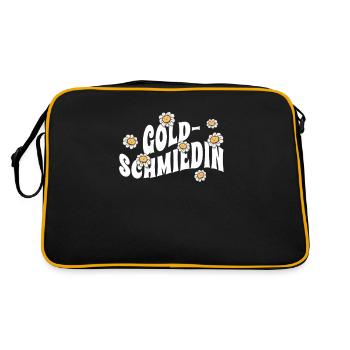 Juwelier niedliche Blumen Goldschmiedin - Retro Tasche - Schwarz/Gold - Hinten