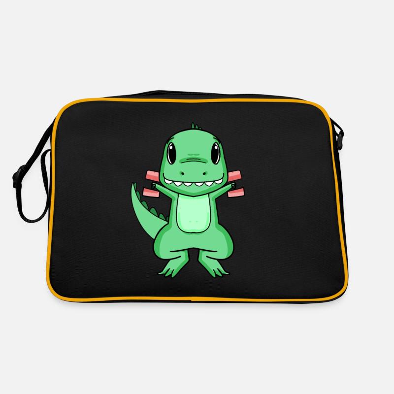 Dino Dumbbell Training Strength Training Gift - Sac Retro - noir/or