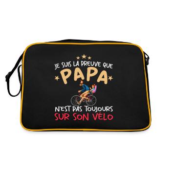 Papa cycliste cyclisme Bébé Nourrisson Naissance - Sac Retro - noir/or - Dos