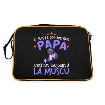 Preuve que mon papa muscu, Papa Musclé, Nouveau-né - Sac Retro - noir/or - Dos