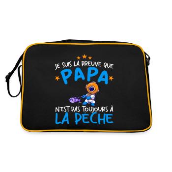 Papa Pêche Pêcheur Bébé Nourrisson Naissance - Sac Retro - noir/or - Dos
