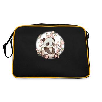 Panda cute animals for kids Kawaii pandas bears - Retro Bag - black/gold - Back