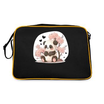 Panda cute animals for kids Kawaii pandas bears - Retro Bag - black/gold - Back