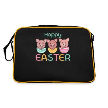 cochons doux à Pâques avec œufs de Pâques porc - Sac Retro - noir/or - Dos