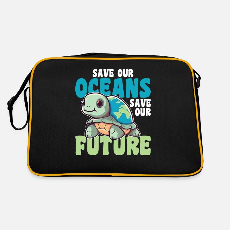 Turtle Earth save our oceans save our future Retro Bag