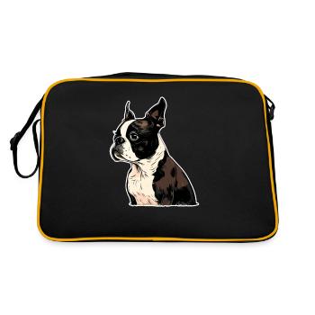 Boston Terrier - Retro Tasche - Schwarz/Gold - Hinten