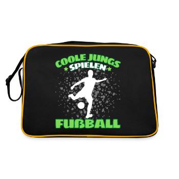 COOLE JUNGS SPIELEN FUßBALL! Fussball Fussballer - Retro Tasche - Schwarz/Gold - Hinten