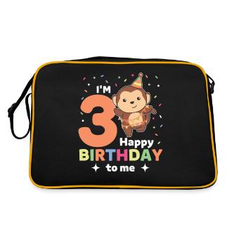 Monkey for the 3rd birthday children three years old - Retro Bag - black/gold - Back