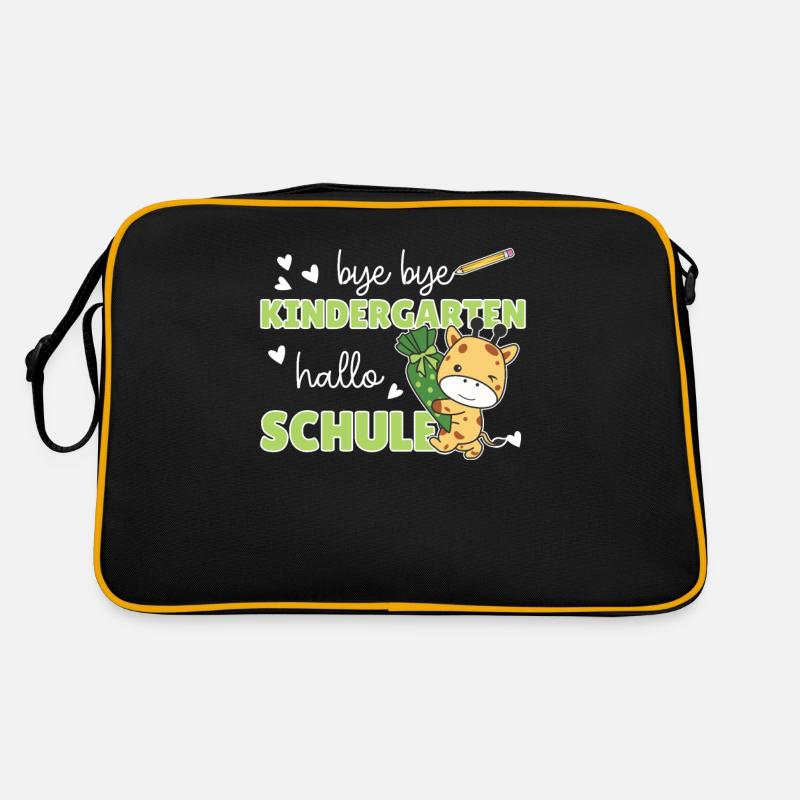 bye bye Kindergarten hallo Schule Giraffe - Retro Tasche - Schwarz/Gold